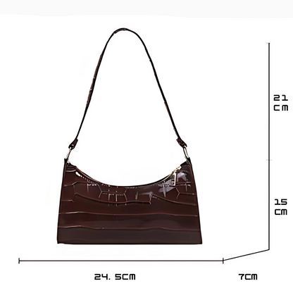 Tilly™ | Glänzende Schultertasche mit Alligatorenmotiv