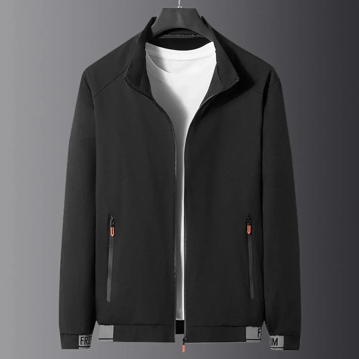 Mateo - winddichte schwarze Herren-Zwischenjacke mit Stehkragen