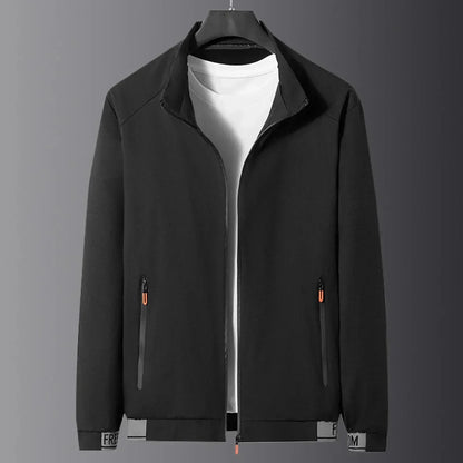 Mateo - winddichte schwarze Herren-Zwischenjacke mit Stehkragen