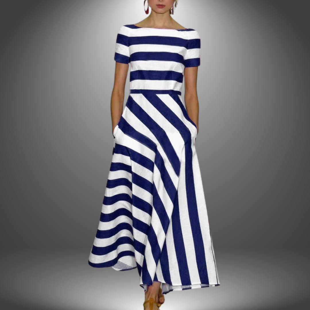 Nicole | Handgefertigtes gestreiftes langes Kleid