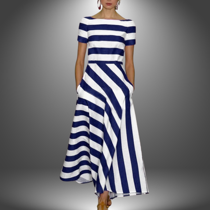 Nicole | Handgefertigtes gestreiftes langes Kleid