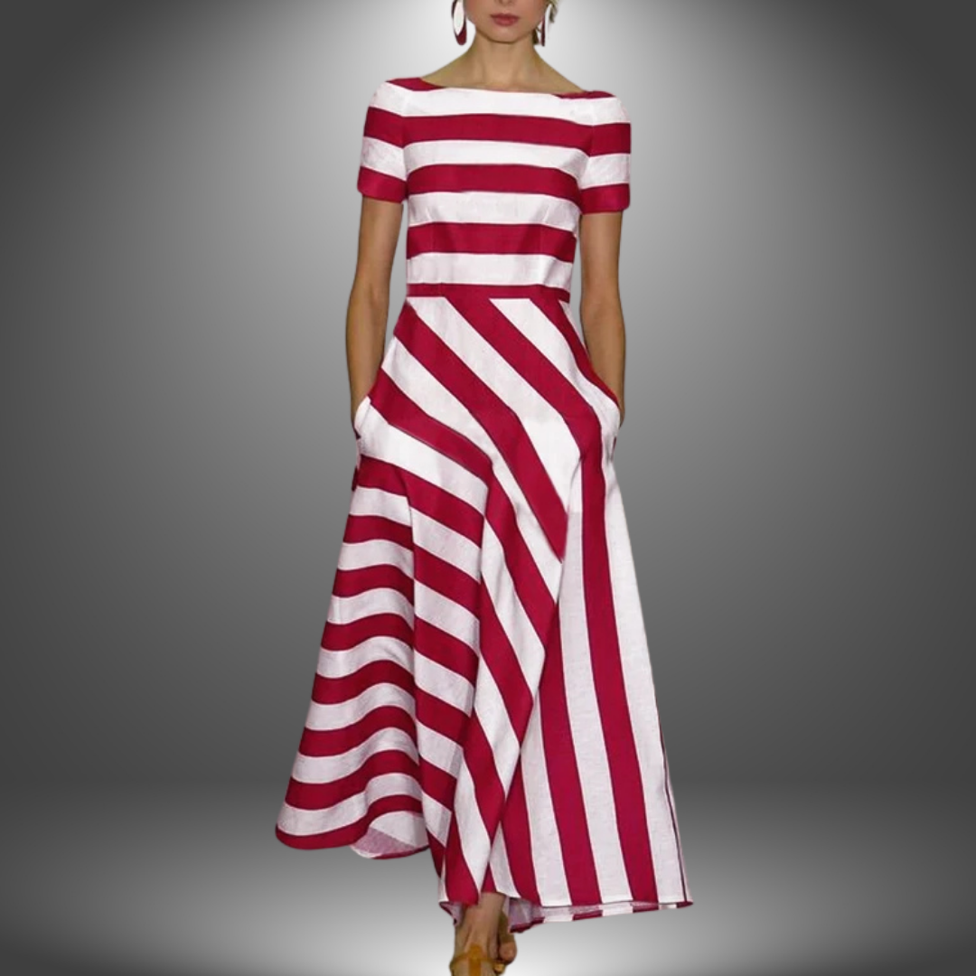 Nicole | Handgefertigtes gestreiftes langes Kleid