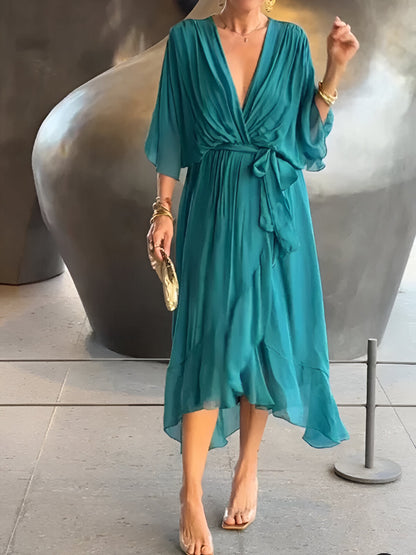 Monica™ | Chiffonkleid mit V-Ausschnitt